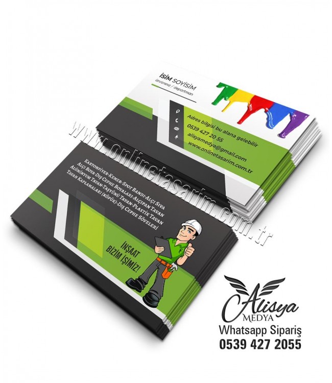 yeşil renk, göz alıcı kartvizit tasarım örnekleri- kartvizit baskı-Online Tasarım